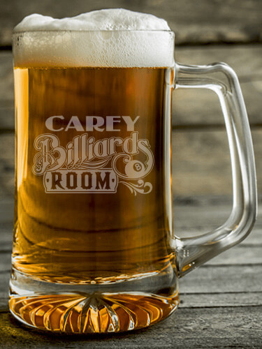 Billiards Room Clear Beer Mug - Engraved