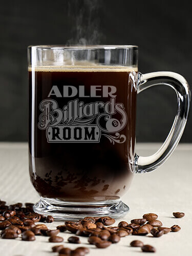 Billiards Room Clear Coffee Mug - Engraved (single)