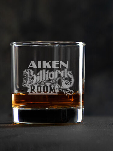 Billiards Room Clear Rocks Glass - Engraved (single)