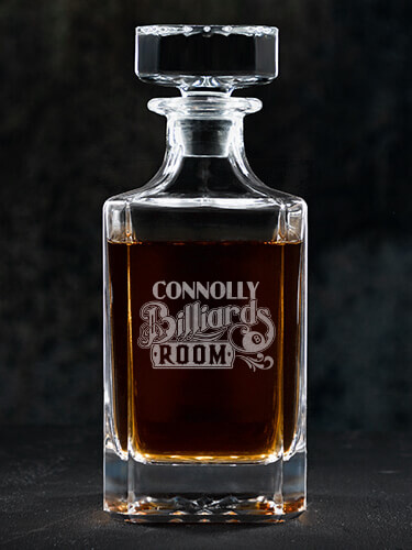 Billiards Room Clear Whiskey Decanter - Engraved