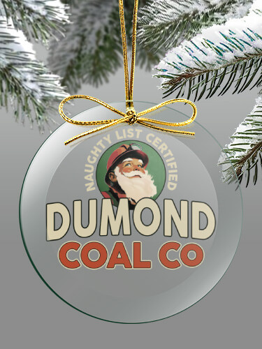 Clear Christmas Coal Company Personalized round-glass-ornament 