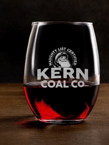 Christmas Coal Company Clear Stemless Wine Glass - Engraved (single)