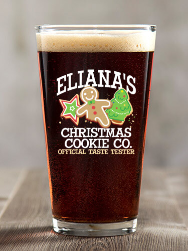 Christmas Cookie Tester Clear Pint Glass - Color Printed (single)