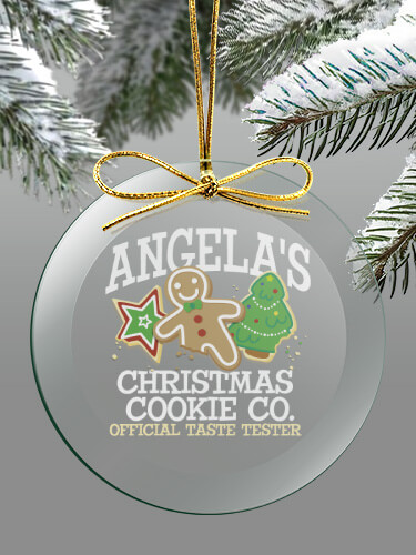 Clear Christmas Cookie Tester Personalized round-glass-ornament 