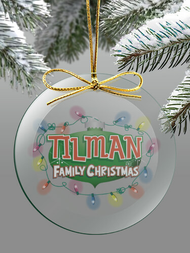 Clear Christmas Lights Personalized round-glass-ornament 