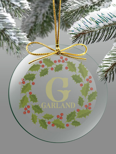 Clear Christmas Monogram Personalized round-glass-ornament 