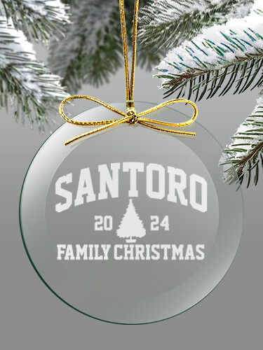 Clear Christmas Varsity Personalized round-glass-ornament 