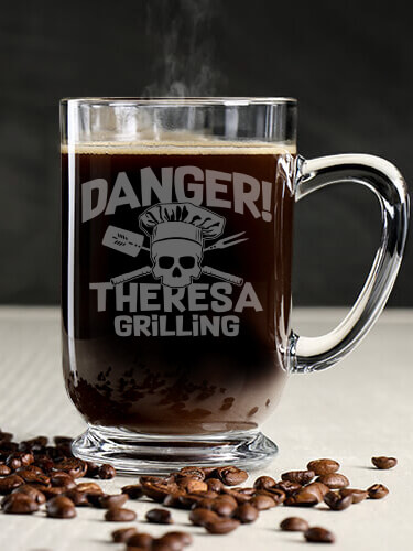 Danger Grilling Clear Coffee Mug - Engraved (single)