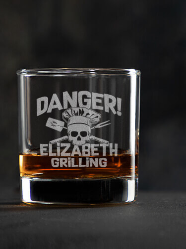 Danger Grilling Clear Rocks Glass - Engraved (single)