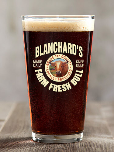 Farm Fresh Bull Clear Pint Glass - Color Printed (single)