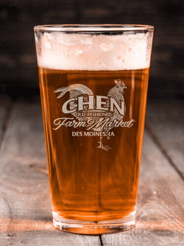 Farm Market Clear Pint Glass - Engraved (single)