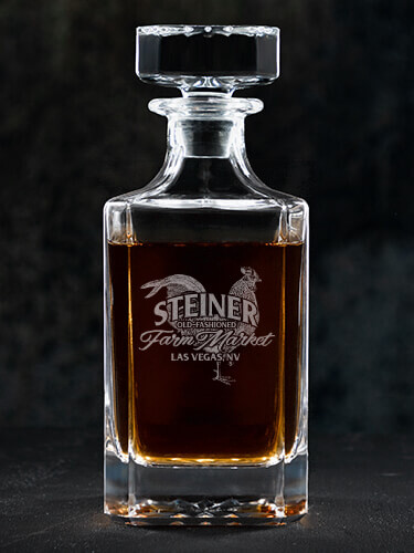 Farm Market Clear Whiskey Decanter - Engraved