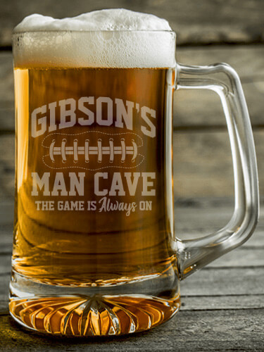 Football Man Cave Clear Beer Mug - Engraved