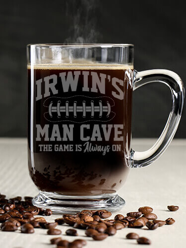 Football Man Cave Clear Coffee Mug - Engraved (single)