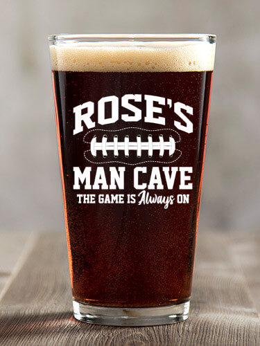 Football Man Cave Clear Pint Glass - Color Printed (single)
