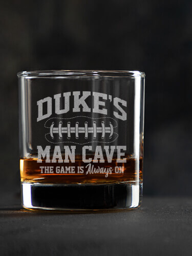 Football Man Cave Clear Rocks Glass - Engraved (single)