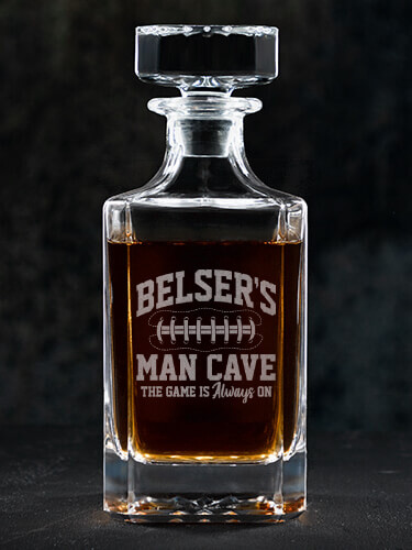 Football Man Cave Clear Whiskey Decanter - Engraved