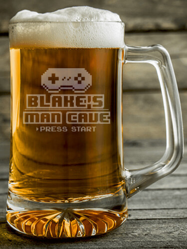 Gamer Man Cave Clear Beer Mug - Engraved