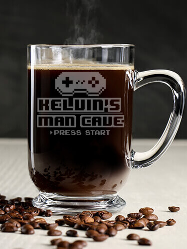 Gamer Man Cave Clear Coffee Mug - Engraved (single)