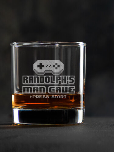 Gamer Man Cave Clear Rocks Glass - Engraved (single)