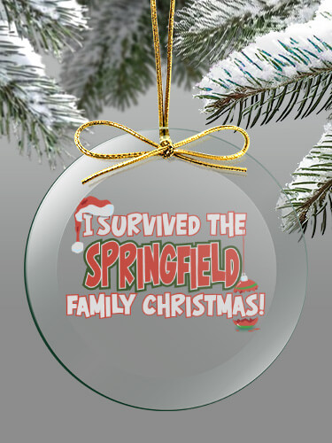 Clear I Survived Christmas Personalized round-glass-ornament 