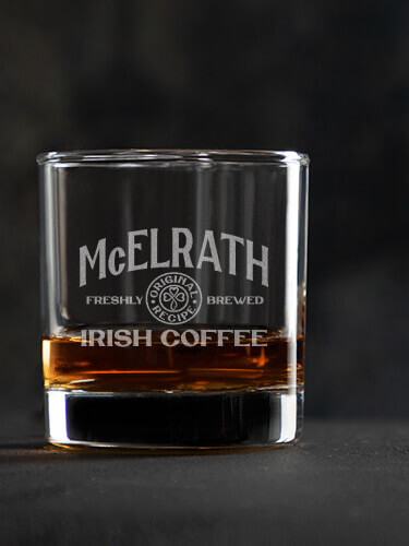 Irish Coffee Clear Rocks Glass - Engraved (single)