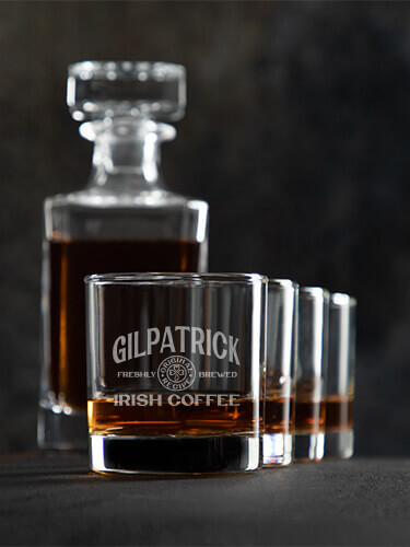 Irish Coffee Clear 1 Decanter 4 Rocks Glass Gift Set