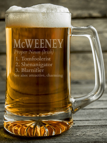 Irish Definition Clear Beer Mug - Engraved