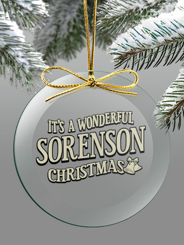 Clear It's A Wonderful Christmas Personalized round-glass-ornament 