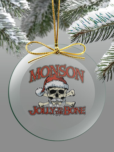 Clear Jolly To The Bone Personalized round-glass-ornament 