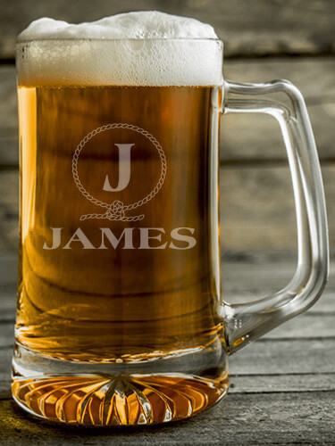 Lasso Monogram Clear Beer Mug - Engraved