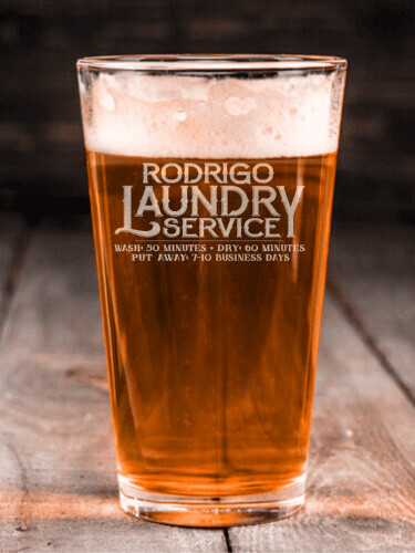 Laundry Service Clear Pint Glass - Engraved (single)