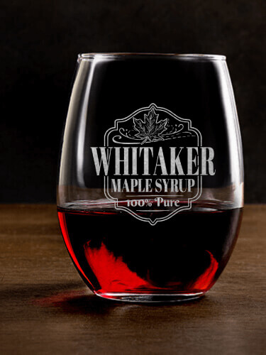 Maple Syrup Clear Stemless Wine Glass - Engraved (single)