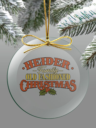 Old Fashioned Christmas Clear 4 Inch Round Glass Ornament