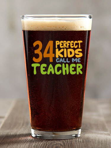 Perfect Kids Clear Pint Glass - Color Printed (single)