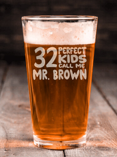 Perfect Kids Clear Pint Glass - Engraved (single)