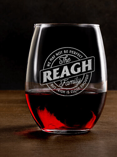 Perfectly Irish Clear Stemless Wine Glass - Engraved (single)