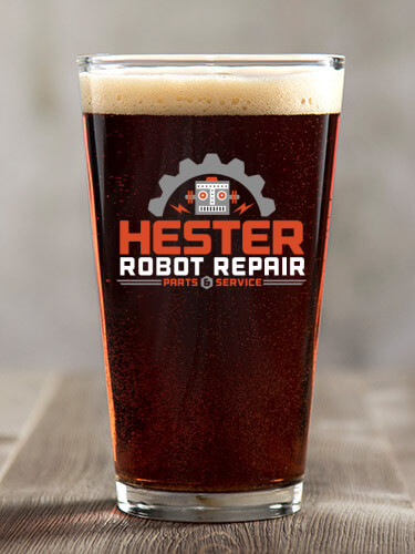 Robot Repair Clear Pint Glass - Color Printed (single)