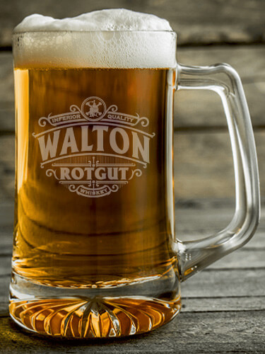 Rotgut Whiskey Clear Beer Mug - Engraved