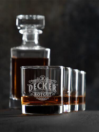 Rotgut Whiskey Clear 1 Decanter 4 Rocks Glass Gift Set