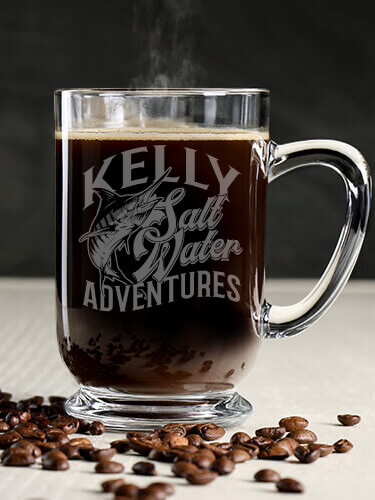 Salt Water Adventures Clear Coffee Mug - Engraved (single)