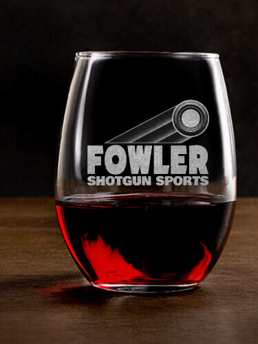 Shotgun Sports Clear Stemless Wine Glass - Engraved (single)