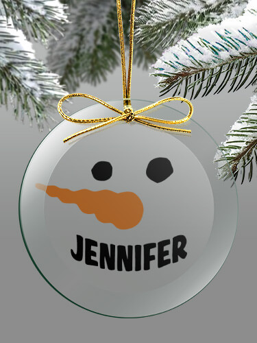 Clear Snowman Personalized round-glass-ornament 