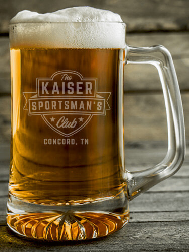 Sportsman's Club Clear Beer Mug - Engraved