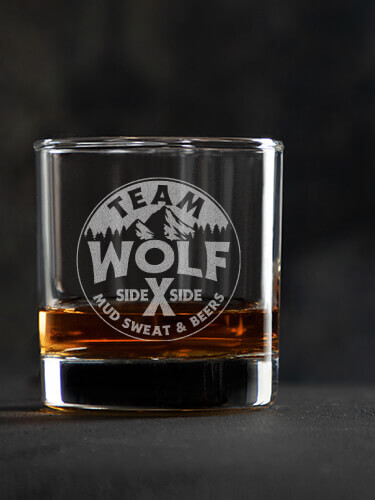 Team Side By Side Clear Rocks Glass - Engraved (single)