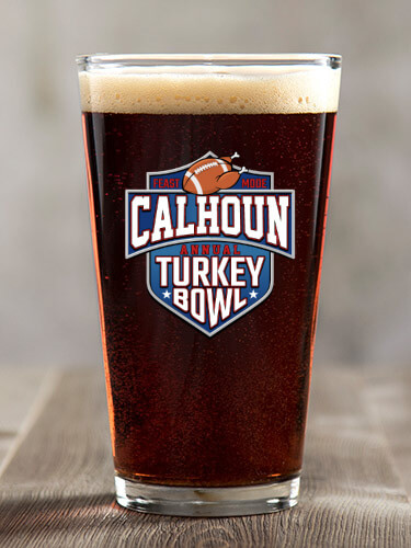 Turkey Bowl Clear Pint Glass - Color Printed (single)