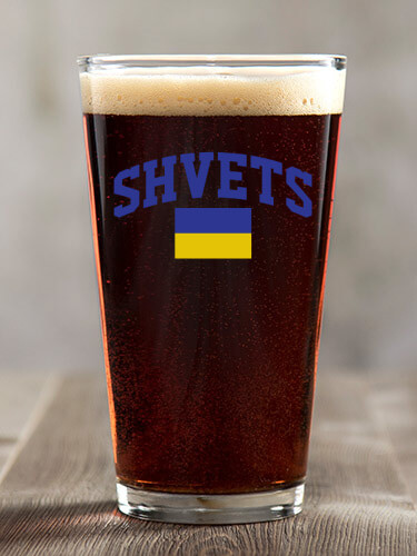 Ukrainian Varsity Clear Pint Glass - Color Printed (single)