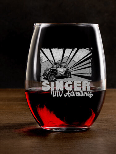 UTV Adventures Clear Stemless Wine Glass - Engraved (single)