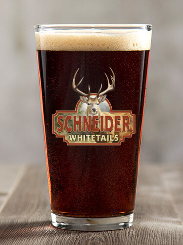 Whitetails Clear Pint Glass - Color Printed (single)