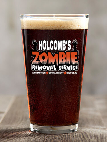 Zombie Removal Service Clear Pint Glass - Color Printed (single)